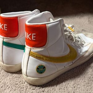 Nike White High-Tops with Yellow and Green Details